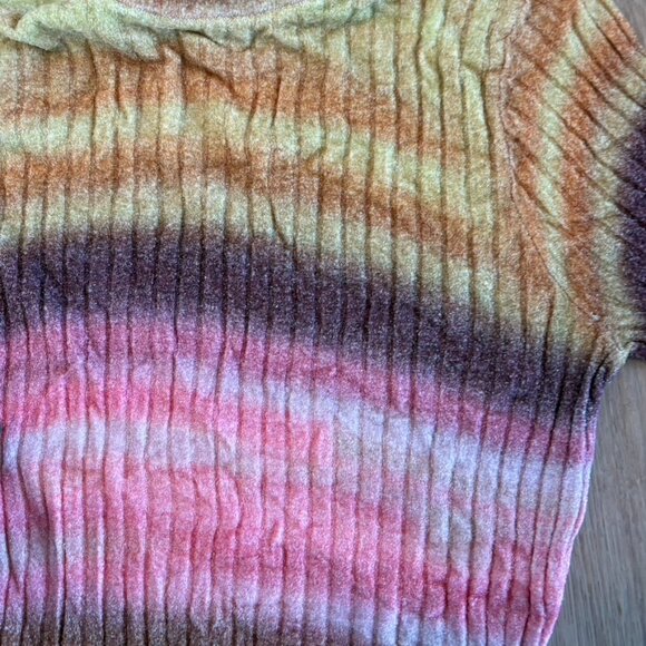 ** ANTHROPOLOGIE Pilcro Velour Multicolor Turtleneck Ribbed Bell Sleeve Sweater - Picture 8 of 8